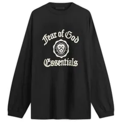 【送料無料】 フィアオブゴッド メンズ Tシャツ トップス Fear of God ESSENTIALS University Long Sleeve T-Shirt Black
