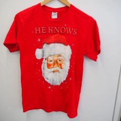 (アメリカ古着) クリスマス サンタクロースプリント Tシャツ S
