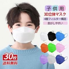 子供マスク30枚 3D立体 4層構造 KAKEN最高水準の安全証明【 個包装 JIS規格適合 】