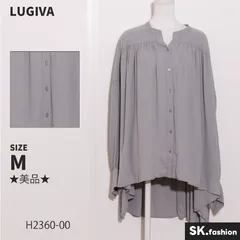 ★美品★ LUGIVA ルギバ トップス チュニック　長袖　ボタン　シンプル　バックプリーツ　ラウンドヘム 　ブルー　 【H2360-00】 送料無料　古着　レディースのサムネイル