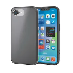 【数量限定】ワイヤレス充電対応 MagSafe 背面傷つけ防止 メタルリング 衝撃吸収 シール付 耐衝撃 レンズ保護 ケース ストラップホール付き 16e マットブラック iPhone PMWA25SHVCK3BK エレコム