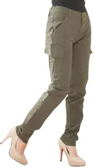 Happy Honu(ハッピー ホヌ) カーゴパンツ ストレッチ アウトドア ワークパンツ チノパン ジョガーパンツ 大きいサイズ レディース(カーキ,  4L)