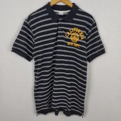 Champion チャンピオン ポロシャツ カレッジロゴ ボーダー ネイビー XLサイズ メンズ 古着 アメカジ