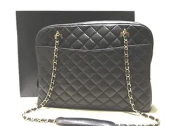 新品同様品 CHANEL シャネル チェーンショルダー トートバッグ ☆ ブラック マトラッセ ラムスキン ゴールド金具 キルティング A05080 ▼6I