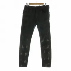 ディーゼル DIESEL THOMMER CB-SP-NE デニムパンツ ジーンズ ジーパン テーパード コーティング ローウエスト 総柄 W30 黒 ブラック /NQ