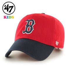 47 キャップ キッズ レッドソックス レッド×ネイビー Red Sox Kids '47 CLEAN UP 47brand MLB公式 春夏 秋冬 【MB】