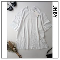 ◯新品 JNBY ジェイエヌビーワイ 半袖 Tシャツ 刺繍 ロゴ カットソー 34/XS 白 ホワイト (114Y＋2516)25N