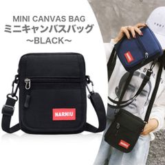 ミニキャンバスバッグミニバッグショルダーバッグ帆布ブラックJ56