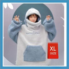 韓国 レディース もこもこ サメ パーカー 青 ブルー　ルームウェア　パジャマ XL 36a