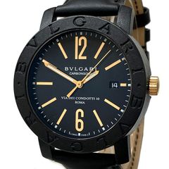 ブルガリ BVLGARI メンズ 腕時計 BB40CL ブルガリブルガリ カーボンゴールド レザーベルト オートマ ブラック文字盤 バックスケルトン 自動巻き ブランド【中古】