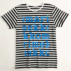 21c20 《未使用》 定価￥18,700 Marimekko Kioski マリメッコ キオスキ LYHYTHIHA LOGO PLACEMENT ボーダーTシャツ XS ホワイト ブラック カットソー TEEのサムネイル
