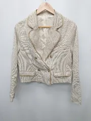 ◇ ems excite. エムズエキサイト カジュアル 丸襟 長袖 ジャケット サイズF ベージュ系 レディース P  【1403110007324】