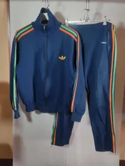70s-80s/adidas/トラックジャケット/西ドイツ/デサント製/セットアップ/トレフォイル/ネイビー