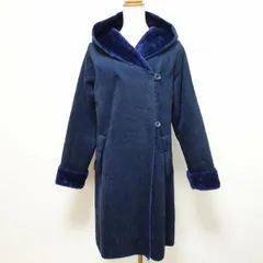 #wnc ギャラリービスコンティ GALLERY VISCONTI コート 2 紺 ムートン調 ボア リボン フード付き 新品同様 タグ付き レディース [882080]
