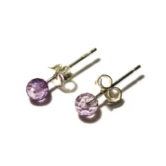 アメジスト 紫水晶 ピアス 両耳 ペア ラウンド 4mm 天然石 パワーストーン 2月 誕生石 ハンドメイド 手作り 彼女 母の日 プレゼント 贈り物 クリスマス レディース ユニセックス
