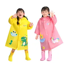 こども用　レインコート　キャラクターイラスト付　反射テープ付き　帽子付き