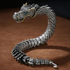 龍 置物 インテリア雑貨 小物 ドラゴン 竜 ブレスレット アクセサリー メンズ ヴィンテージ風 腕輪 バングル 真鍮製 3D 立体的 かっこいい おしゃれ スタイリッシュ 高級感 重厚感 コスプレ 衣装 レディース チェーン ブルーアイ 新品未使用 送料無料