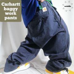 Carhartt FR極太バギーワークパンツW36L32 ネイビー紺古着3100