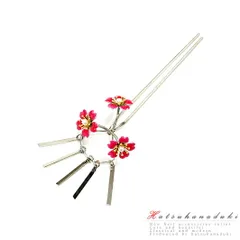 髪飾り 卒業式 入学式 結婚式 ドレス パーティー シルバー 赤 ピンク 桜 ビラ簪 花魁 舞妓 パール キラキラ かんざし シンプル No.10-0434