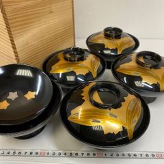 新品未使用】汁椀 5客セット 漆塗り 蓋付き椀 お正月料理 茶懐石道具