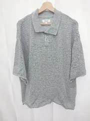 ◇ ⊂ MONO-MART モノマート ゆったり ニット 半袖 ポロシャツ サイズL ブルーグレー メンズ E  【1411070007933】