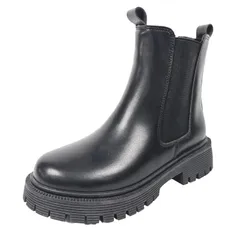 ＰＡＦＨＬ ブーツ レディース サイドゴア 厚底 ショートブーツ チェルシーブーツ ヒール 4.5cm 黒 美脚 歩きやすい おしゃれ 太ヒール