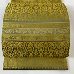 EM-16 袋帯【龍村製】引き抜きひすい黒色カワセミ金銀糸