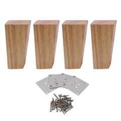 【人気商品】Diystyle 4本入 ソファー脚 オーク製 4cmx6cmx12cm 木製 直角台形 家具パーツ 置き換え足 家具脚 ナチュラル