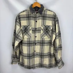 80年代 CHAPS RALPH LAUREN 毛混 襟切替 チェック ネルシャツ　ボックスシャツ サイズⅬ　06111310　01