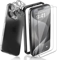 【人気商品】+ 2枚セット】iPhone15 Pro ガラスフィルム 2枚 + カメラフィルム 2枚 【2 日本旭硝子素材採用 ケースに干渉しない 表面硬度9H 全面保護 貼り付け簡単 指紋防止【ガイド枠付き】 気泡防止 高透過率 飛散防止 汚れ防止 iPho