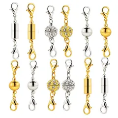 【特価商品】LIKENNY ネックレス 留め具 磁気クラスプ エンドパーツ ジュエリー用 延長用金具 DIY用 クラフト作り 簡単装着 収納袋付き 12個セット