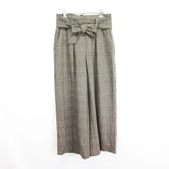 グリーンレーベルリラクシング ユナイテッドアローズ green label relaxing ワイドパンツ ボトムス ロング丈 タック グレンチェック ウール混 ストレッチ 40 ブラウン系 ※EKM