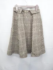 ◇ ⊆ MISCH MASCH ミッシュマッシュ チェック柄 膝丈 フレア スカート サイズ2 ブラウン レディース E  【1506180014145】