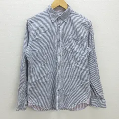 G■ビームス/BEAMS 長袖BDシャツ/ストライプ柄【M】紺/men's/137【中古】■