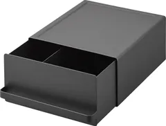 『大人気』 tower タワー 約W22.2×D27.5×H11.5cm(取っ手含む) スライド棚 ブラック 家電下ラック 小物収納 キッチン 引き出し付き 紅茶パック収納 】 完成品 2019 【 山崎実業(Yamazaki)
