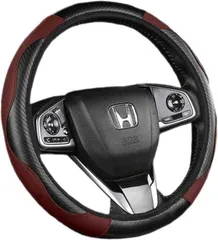SES H.I.S （エスイーエス エイチ.アイ.エス） ハンドルカバー 車 滑り止め ステアリング アクセサリー ドライブ グリップ くるま カーボン 軽自動車 茶(ブラウン)