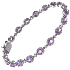 ブレスレット プラチナ パープルサファイア ダイヤモンド Pt900 メンズ レディース ユニセックス 16.5cm 刻印入り 鑑別書付き【アクセサリーマート/メルカリShops店】