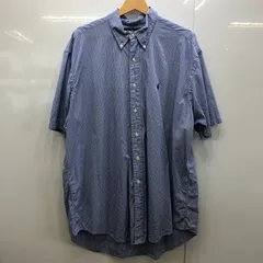 90's~00's Ralph Lauren/90年代～00年代 ラルフローレン CLASSIC FIT チェック柄 ポニー刺繡 ヴィンテージ 半袖 シャツ ボタンダウン オーバーサイズ ビッグサイズ hongkong製 メンズ XL ブルー