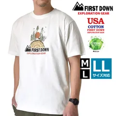 FIRST DOWN 半袖Tシャツ 《フロントプリント：01ホワイト》新品 未使用 ファーストダウン USAコットン メンズ アウトドア バックプリント【H5C】【メール便2】 ファッション