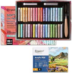 Angel's Closet ペイントコテ＆パステル専用紙付き ソフトパステル お絵描き セット オイルパステル 画材 スケッチ 絵画 油絵 36色 マカロン( 36色セット)