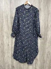 SM2 blue サマンサモスモスブルー 長袖 総柄 花柄 Iライン ワンピース sizeF/紺 ◇■ レディース