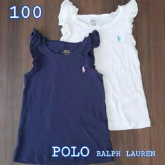 SD48 POLO RALPH LAUREN フリルタンクトップ ノースリーブ 3T 100 女の子 トップス 2枚セット