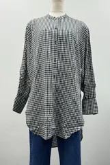 【在庫限り！】ギンガムチェック チュニック さらっと着やすい！  シャツワンピース カジュアル ナチュラル 定番 秋 春 日よけ ロング丈