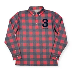 adidas GOLF アディダス ゴルフ チェック柄 BD 長袖 ポロシャツ サイズ M /メンズ/レッド×ネイビー