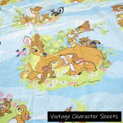 ヴィンテージシーツ　ディズニー　バンビ　鹿　生地　ハンドメイド　リメイク　入園　入学　イベント/ｘ5