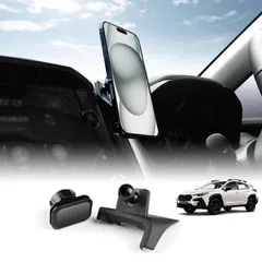 3代目 2022 2023 2024 クロストレック GU系専用 スマホ車載ホルダー 磁気吸盤 スバル 携帯スタンド エアコン吹き出し口用 内装パーツ 車用品アクセサリー KUNGKIC 3.5-5.5inの携帯用 360度回転 片手操作