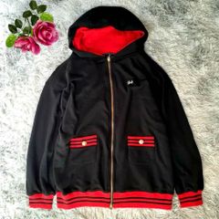 レディ Rady フーディパーカー【S】ブラック レッド 刺繍ロゴ フルジップ