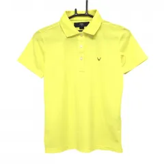 キャロウェイ 半袖ポロシャツ イエロー 襟ロゴ型押し レディース M ゴルフウェア Callaway