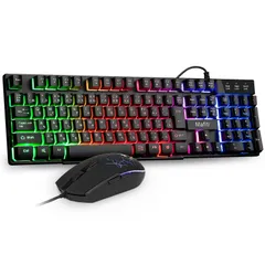 【即日発送】RGBバックライト 防水 ゲーミングマウス 4段階 19キー防衝突 Windows/VISTA/XLinux/プレステなどのシステムに対応 日本語配列 106キー USB有線 セット RK101 マウス キーボード ゲーミング Mafiti