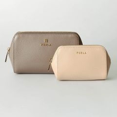 FURLA ポーチセット ラベンダー ベージュ - メルカリ
